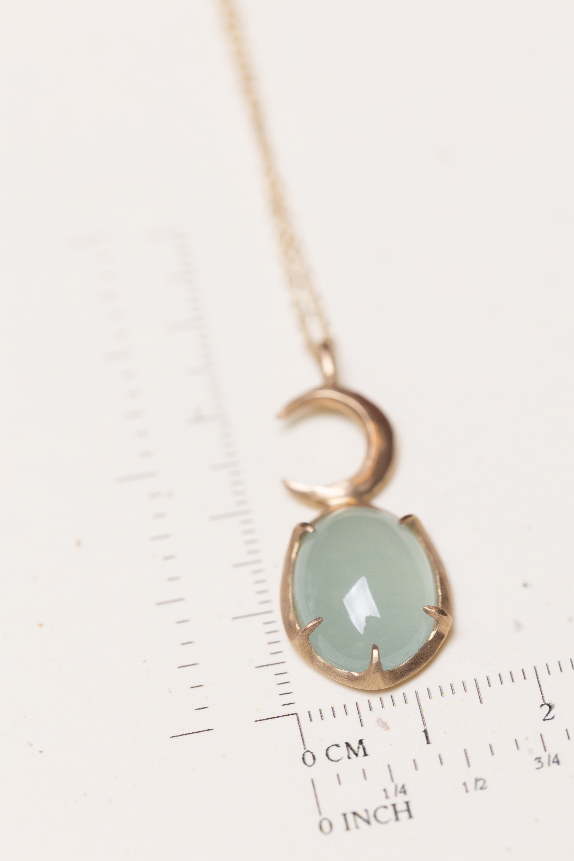 Aquamarine and crescent moon necklace (10k)