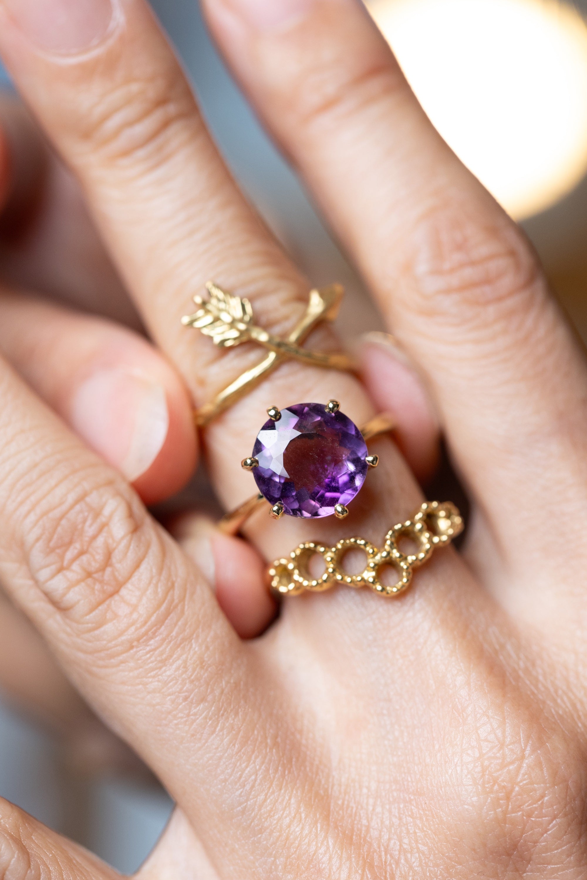 Large Amethyst Ring with 6 Prongs