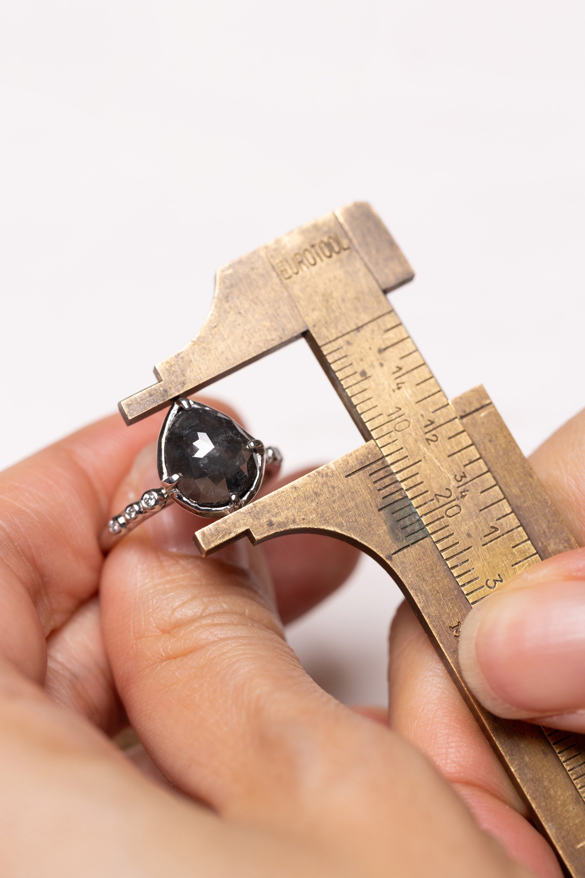 Large Black Pear Shape Diamond set in Platinum