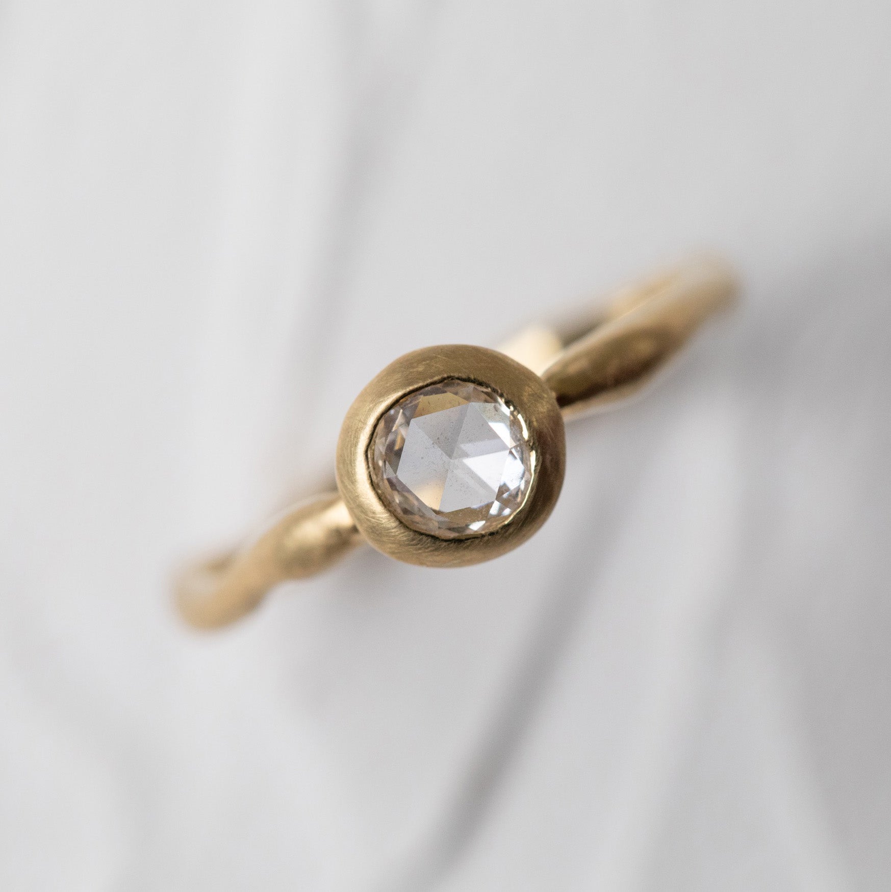 Rose Cut Diamond Ring on Water Band (18k)
