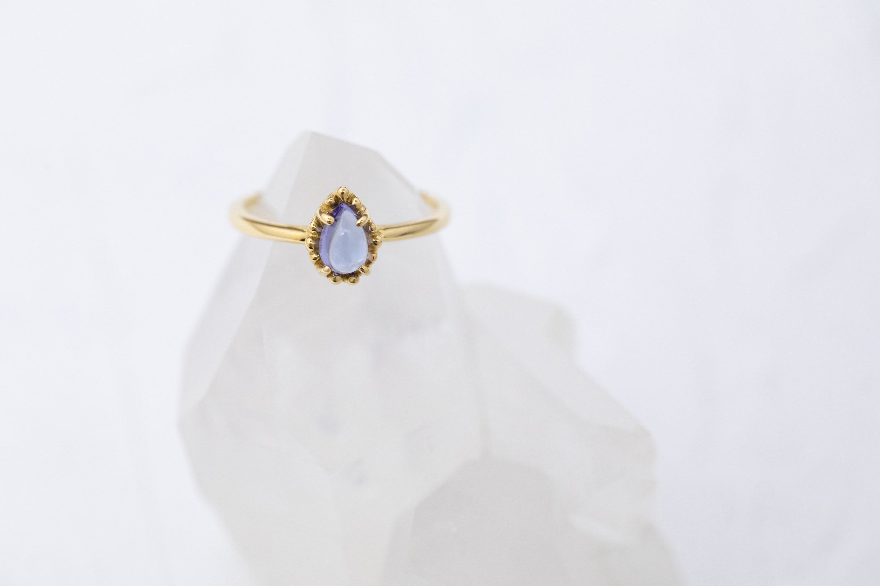 Tear Shaped Tanzanite Dotted Ring