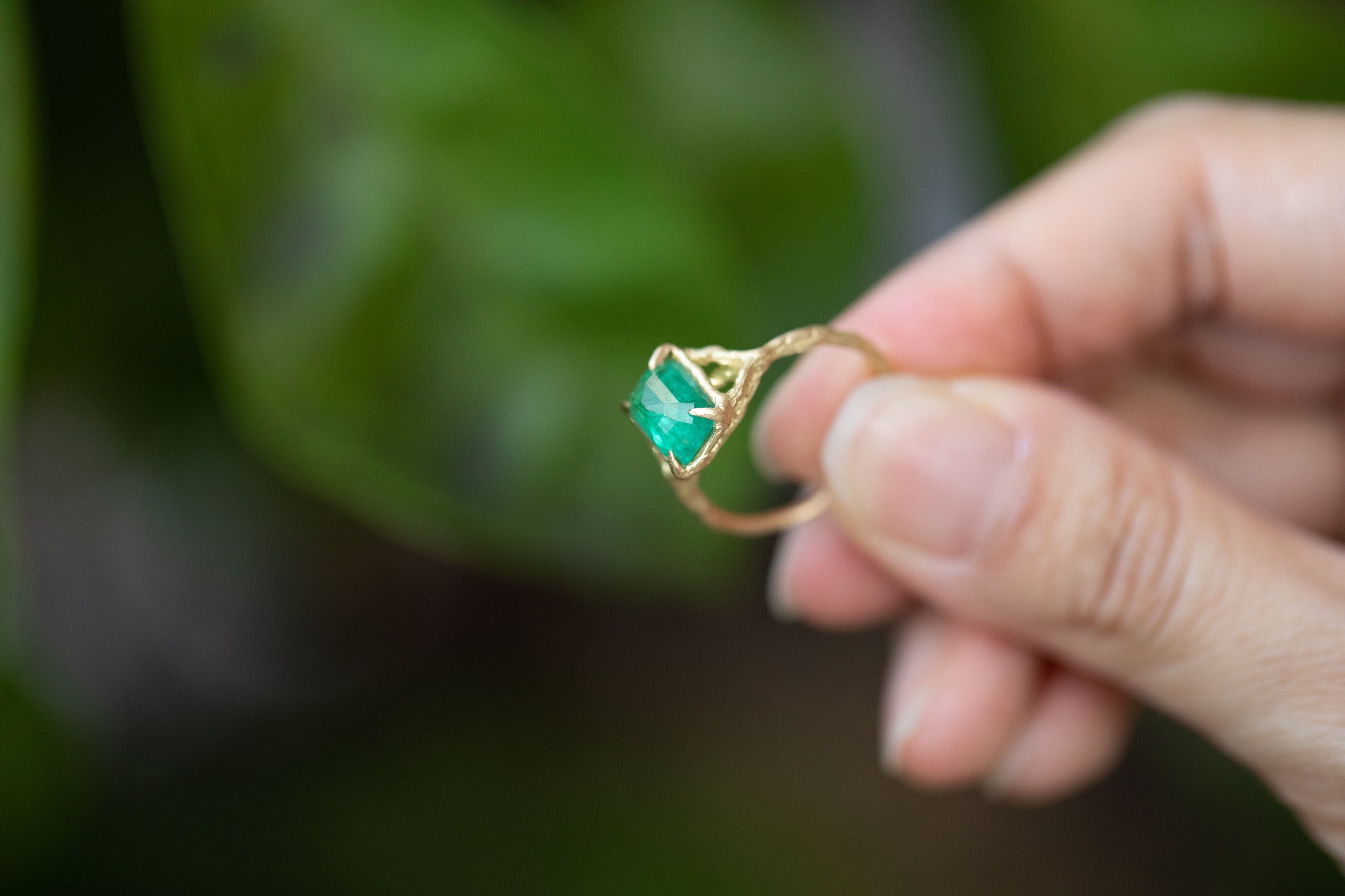Enchanted Forest Ring with Emerald