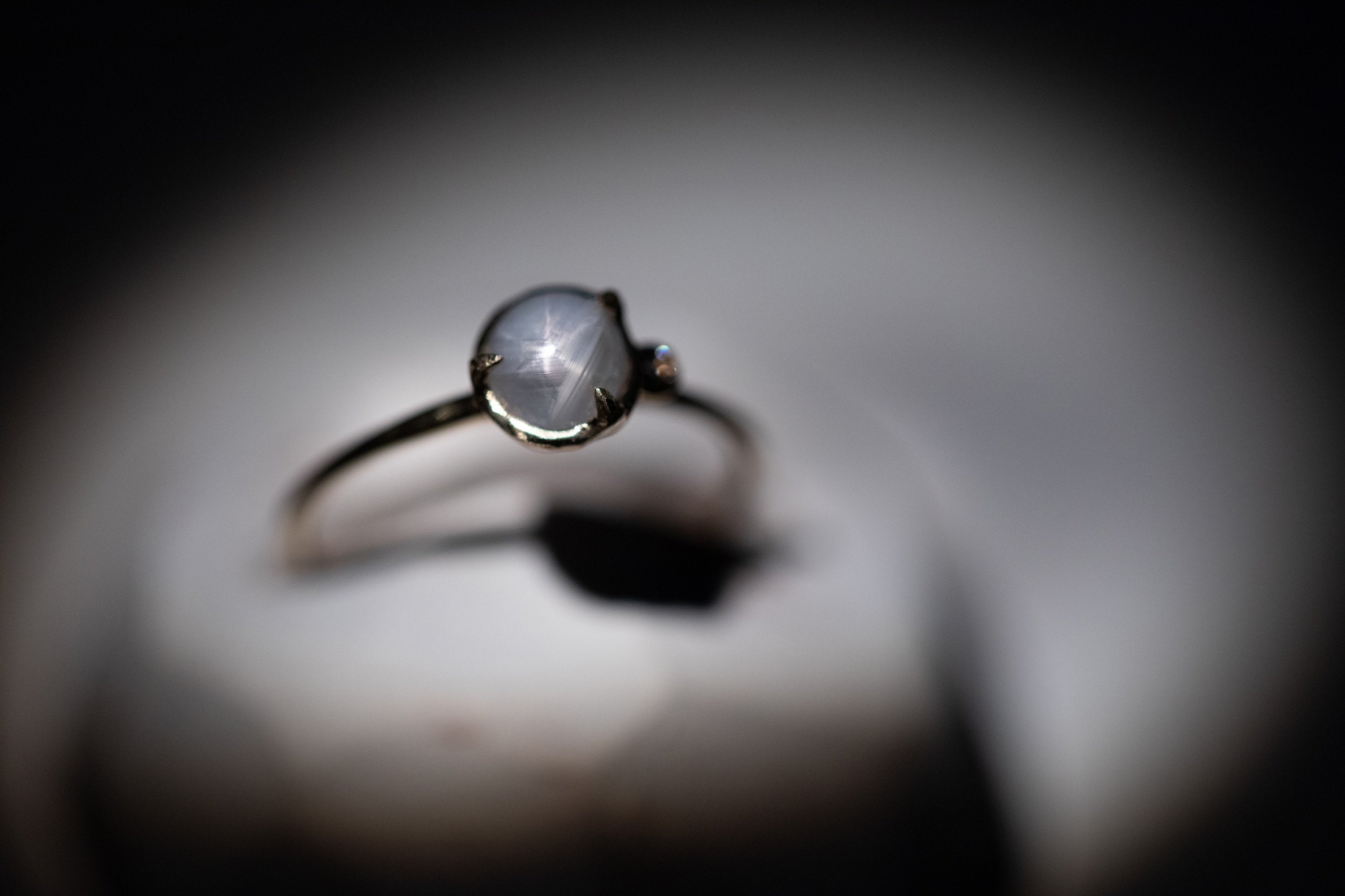 Star Sapphire Ring with Diamond 3 (18k)