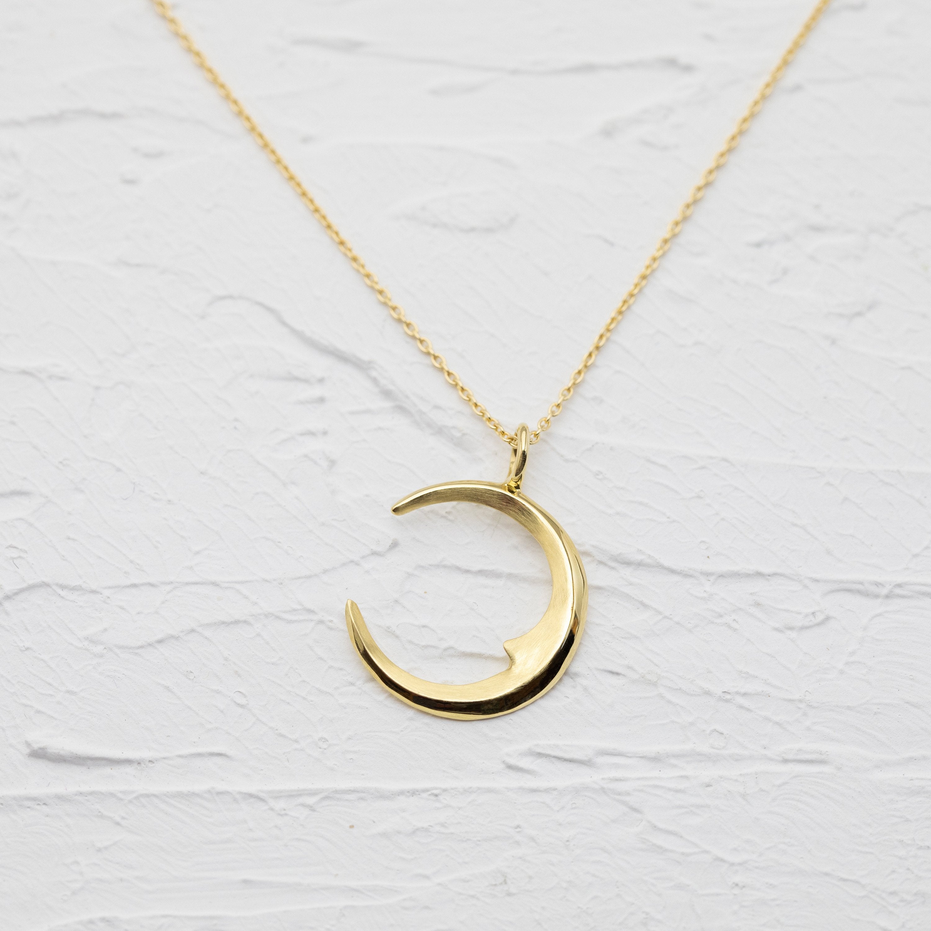 Large Crescent Moon Necklace (18k)