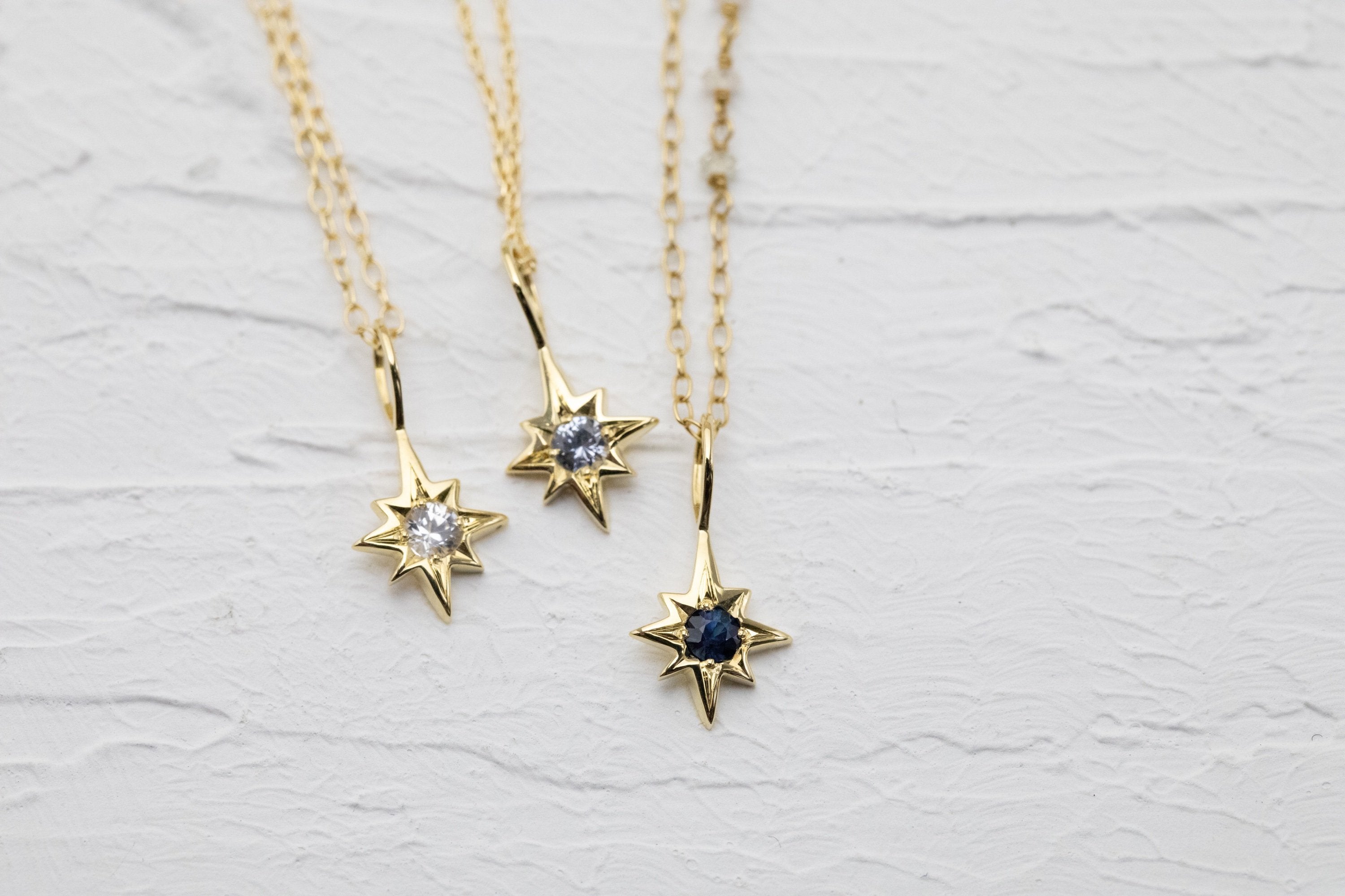 Very Light Blue Sapphire Star Necklace (18k)
