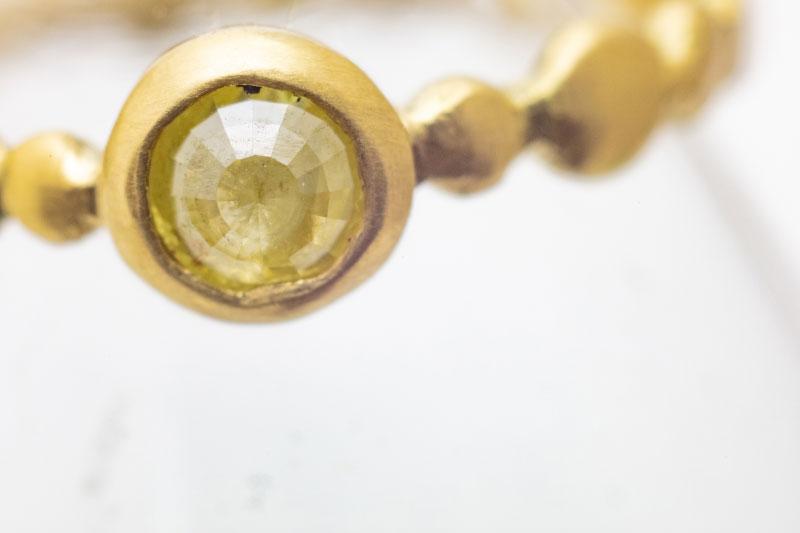 Sunshine Yellow Rustic Diamond on Champagne Bubble Ring (18k)