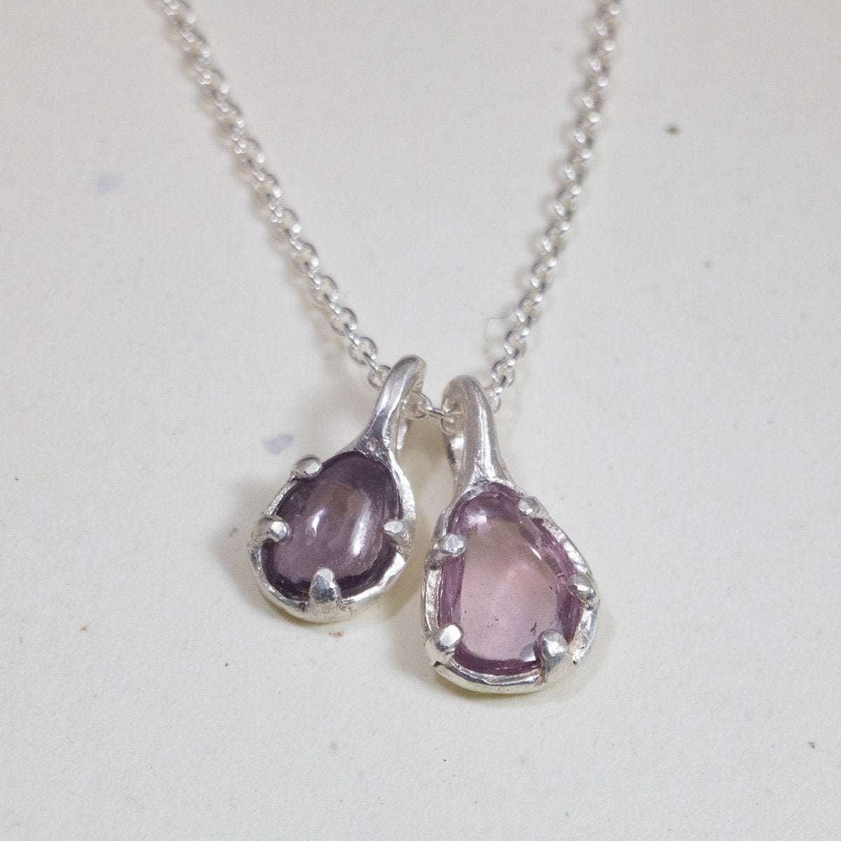 2 Shades of Sapphire Silver Necklace