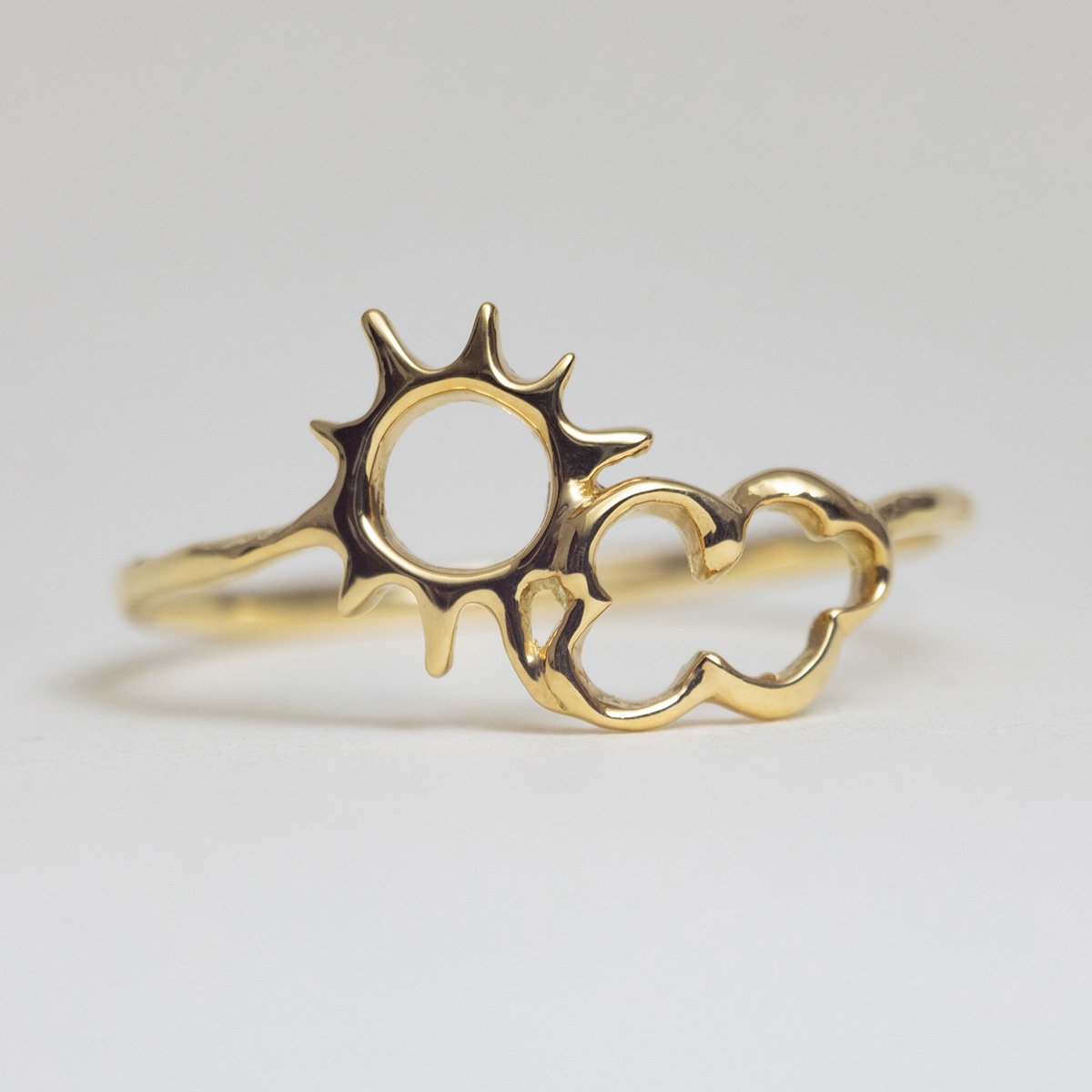 Sun is Always Shining Above Rainy Clouds Gold Ring (18k)