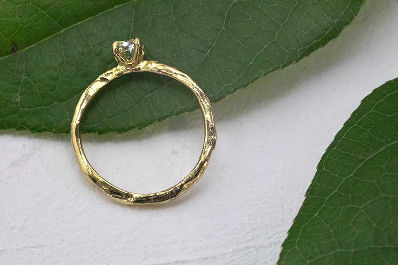 Leslie - Antique Diamond on 18k Textured Ring