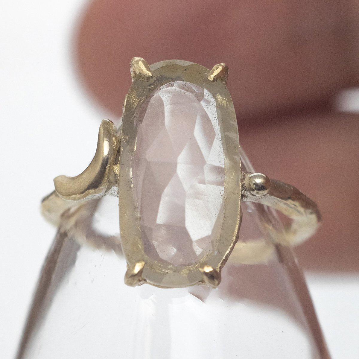 Faceted Moonstone with Golden Moon Ring (10k)