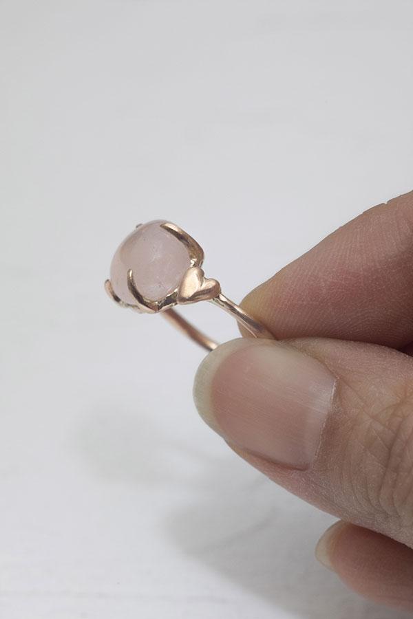 Pink Ring with Rose Quartz and a Heart
