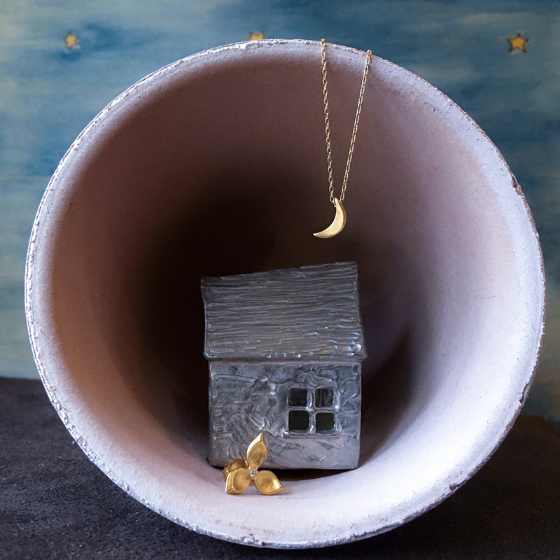 Tiny Golden Crescent Moon Necklace
