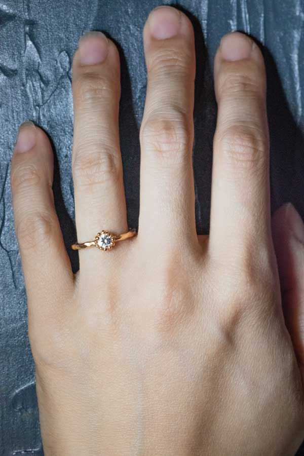 Rose Gold Dots Ring with 0.214ct Diamond (18k)