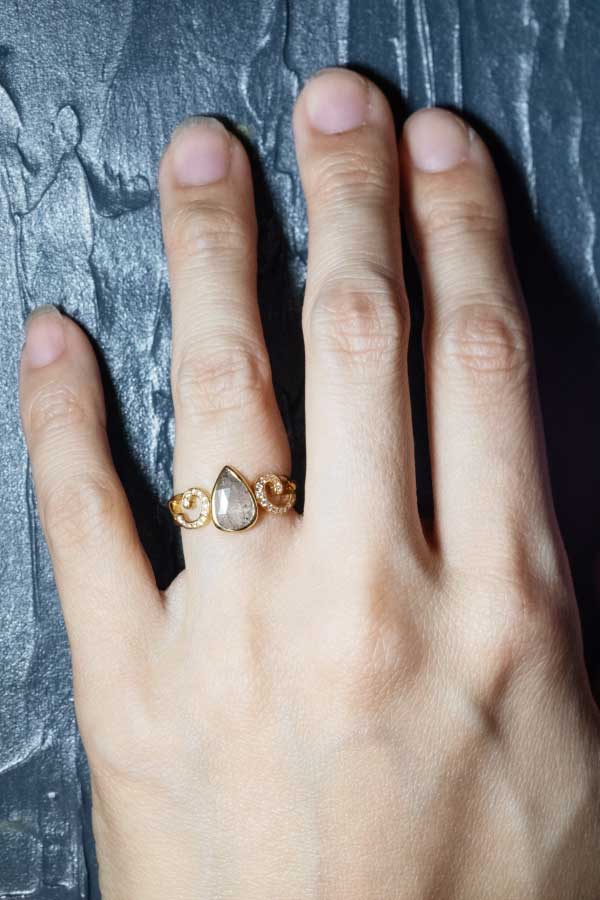 Layla | Pear Shape Rustic Diamond Ring [0.78ct] 18k