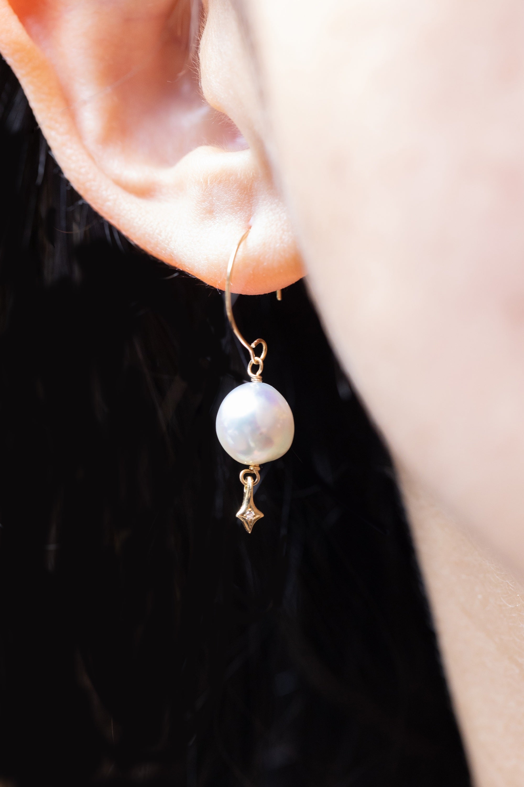 Akoya Pearl and Star Dust Earrings (18k)