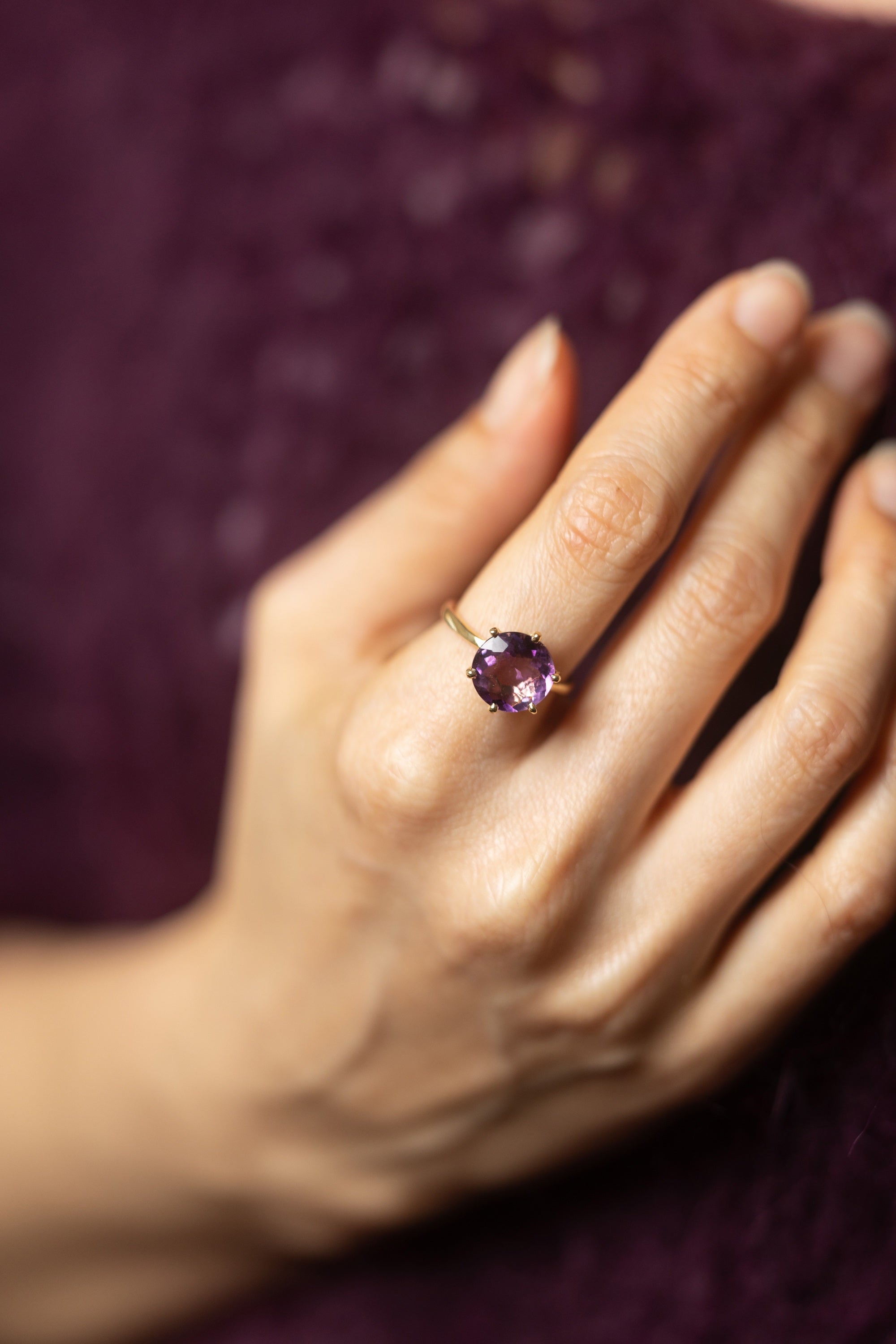 Large Amethyst Ring with 6 Prongs