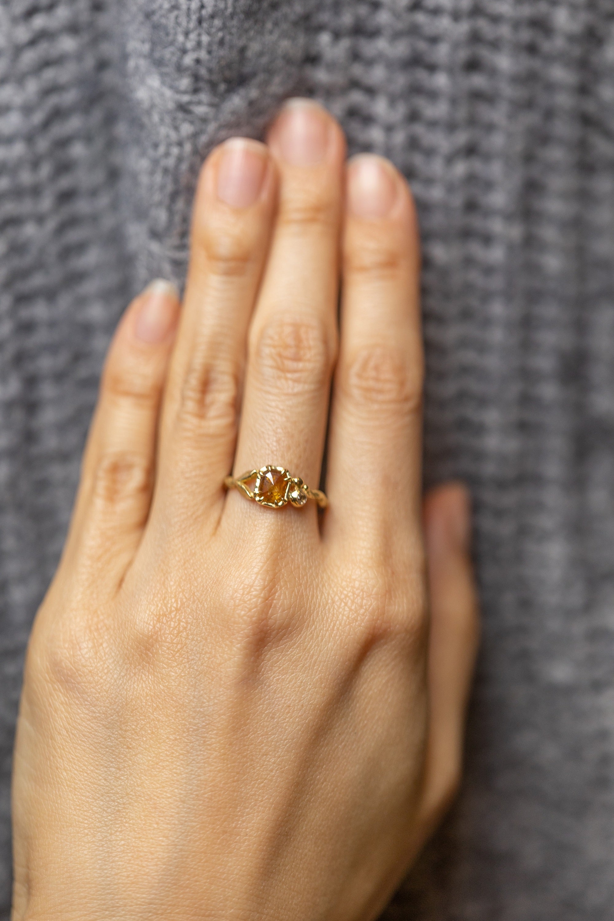 Amber Colored Diamond Ring (18k)