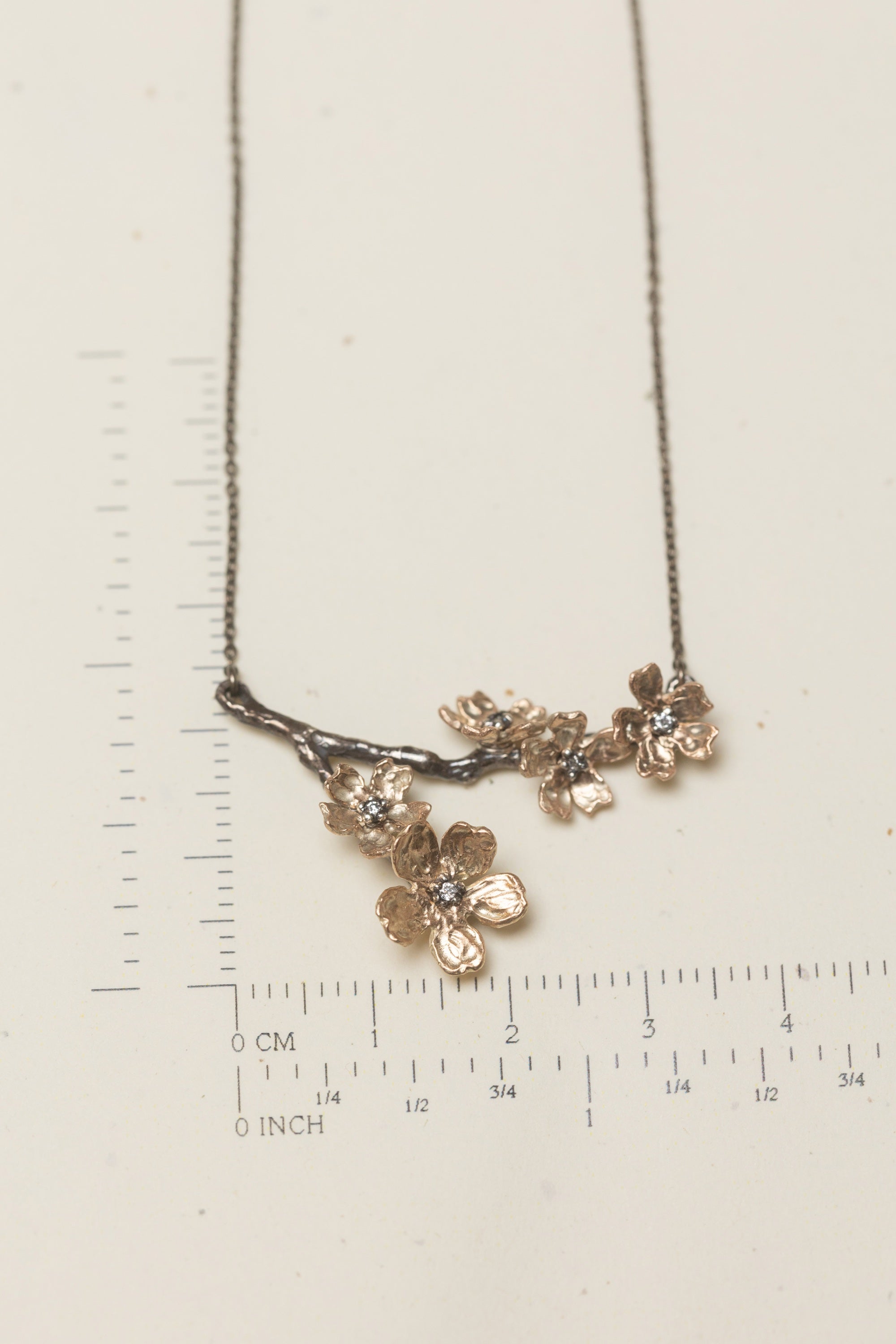 5 Sakura Blossom Necklace with Silver Chain
