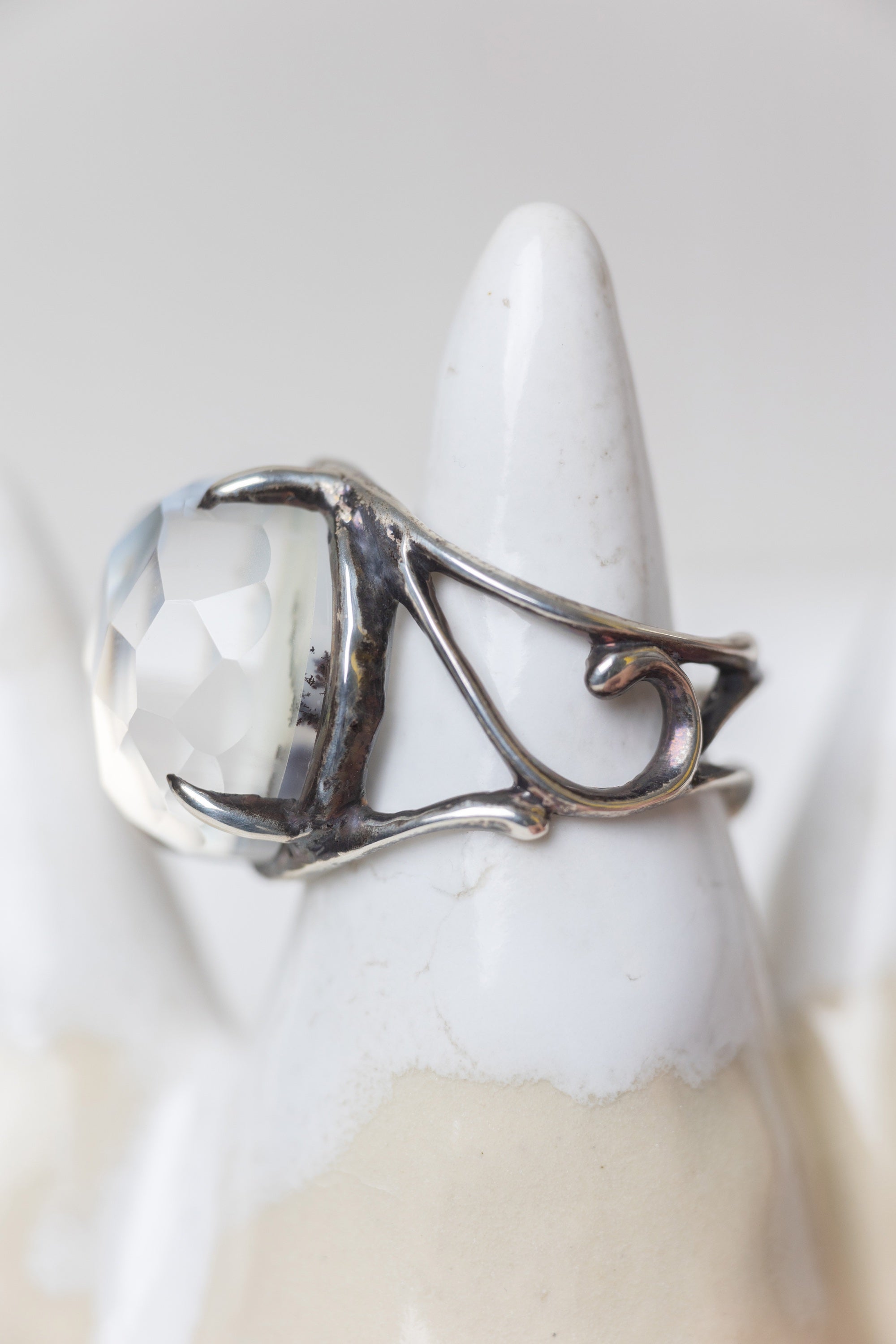Winter Wonderland Silver Dendritic Agate Ring