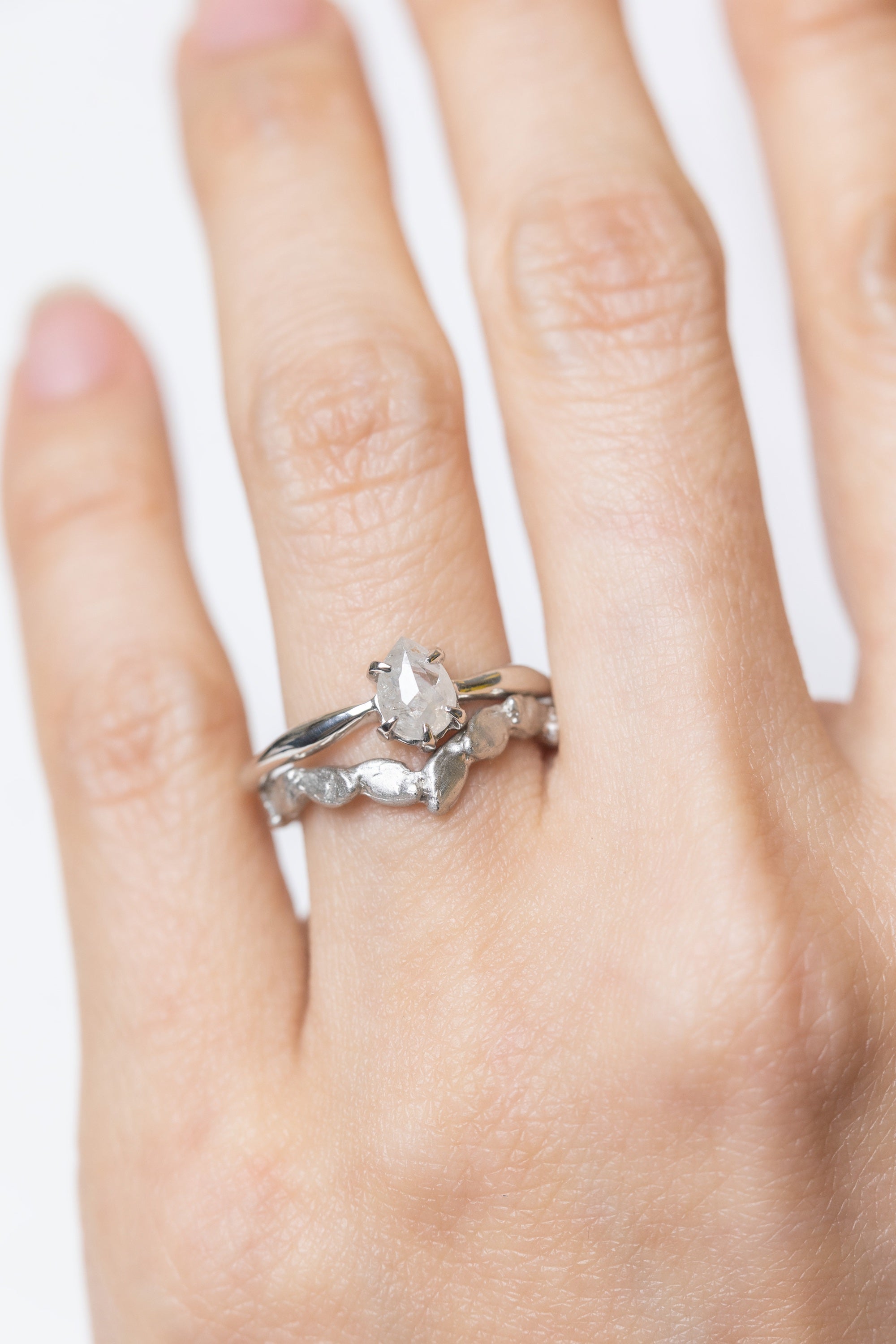 Water | Icy White Pear Shaped Diamond Ring