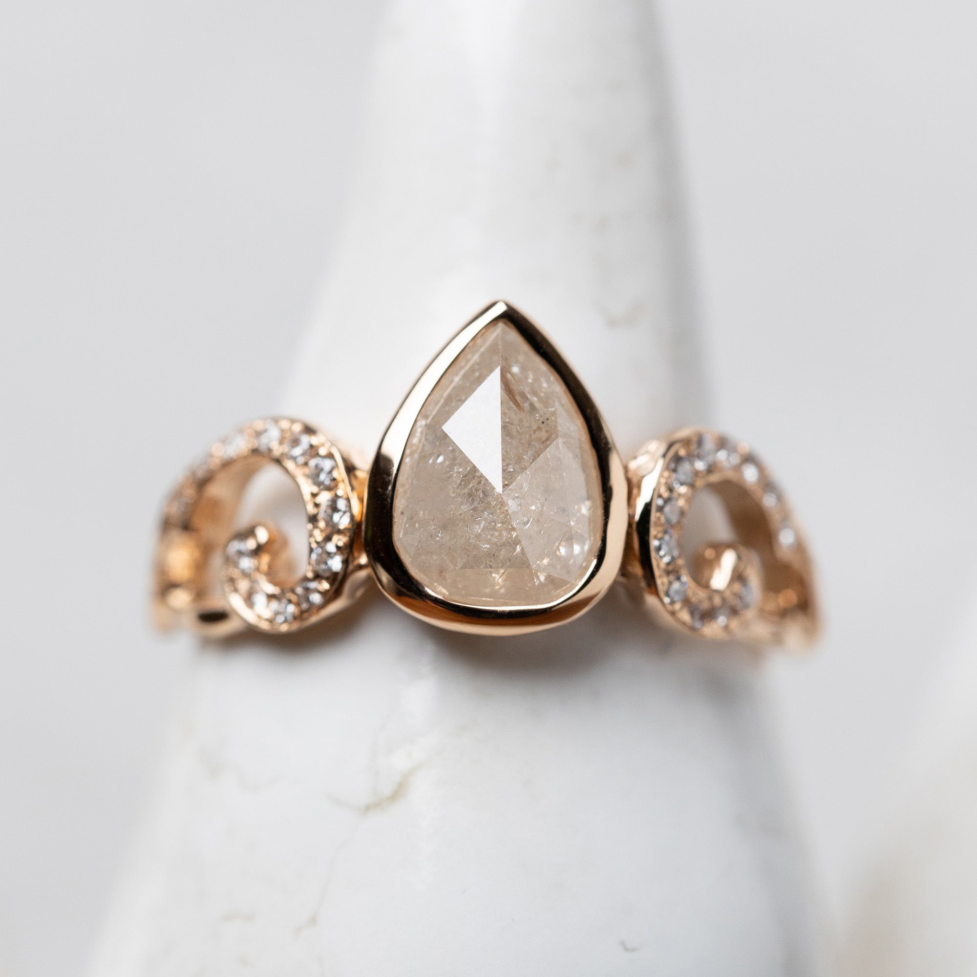 Layla: Icy White Rustic Diamond Ring 1.18ct 18k Rose Gold