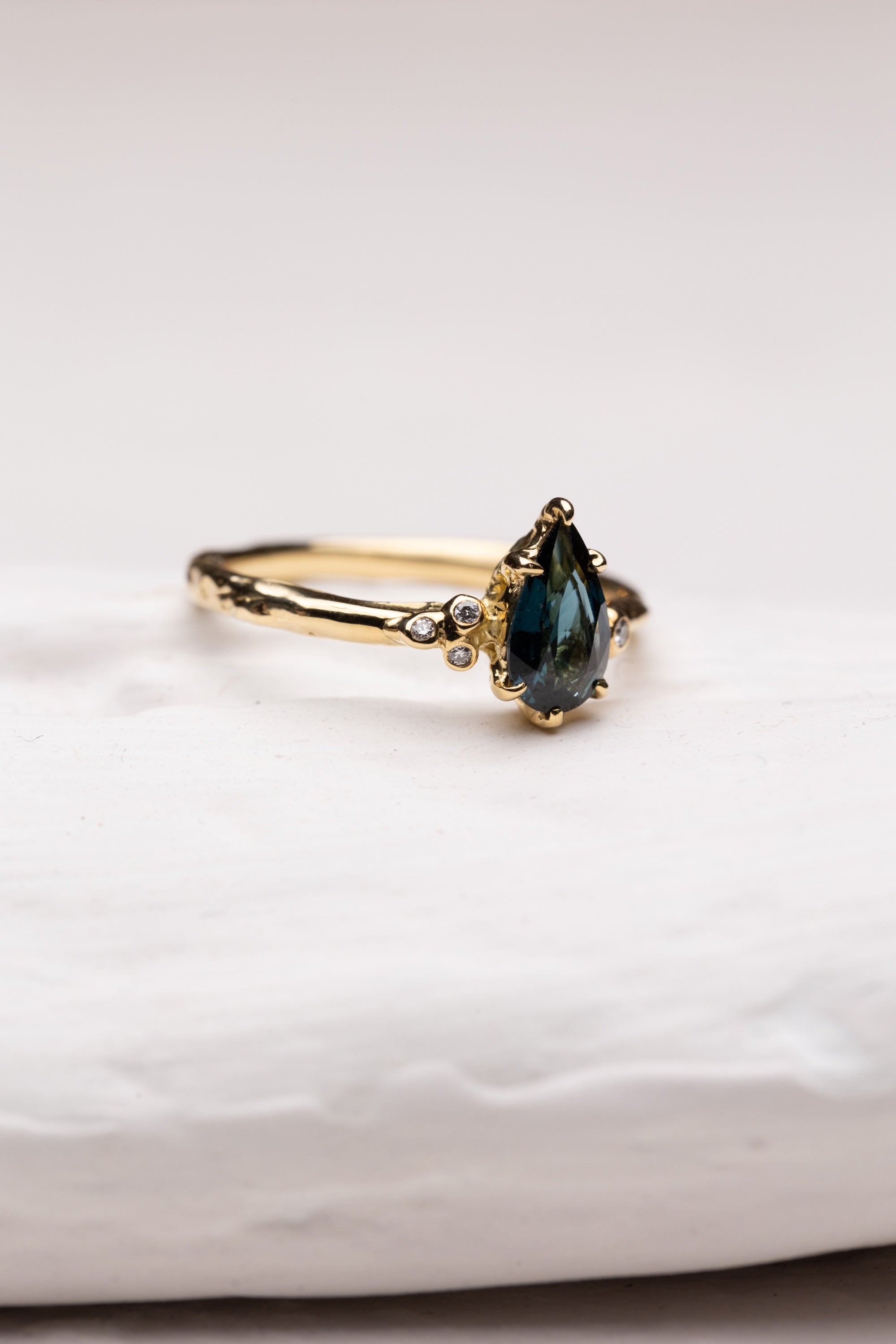 Elongated Pear Shaped Sapphire Ring