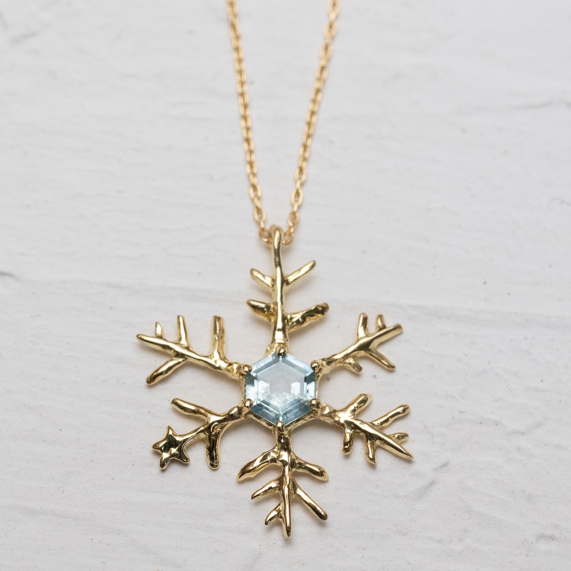 Icy Blue Montana Sapphire Snowflake Necklace