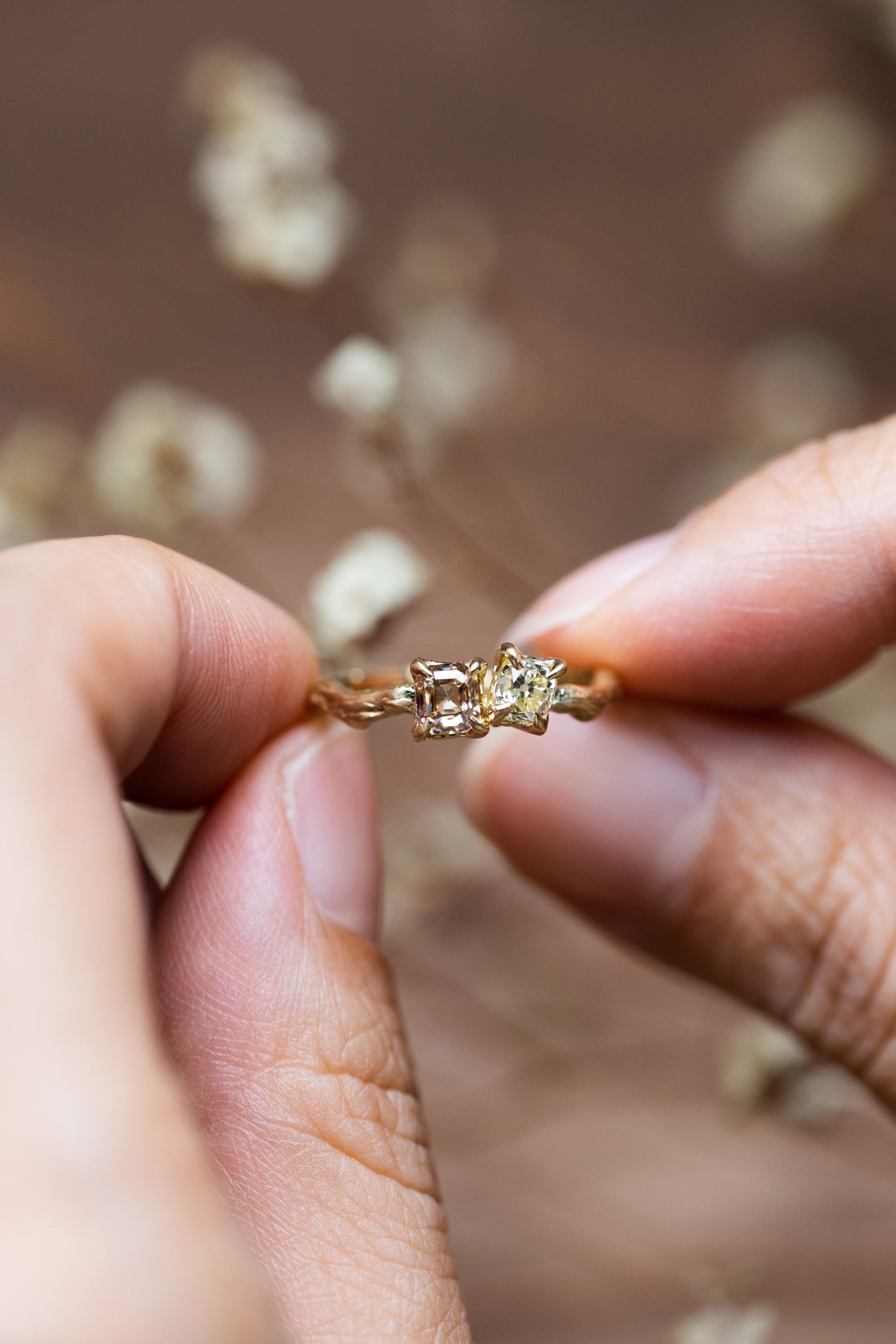 Toi et Moi Diamond Ring – Antique Diamond and Brown Diamond (18k)