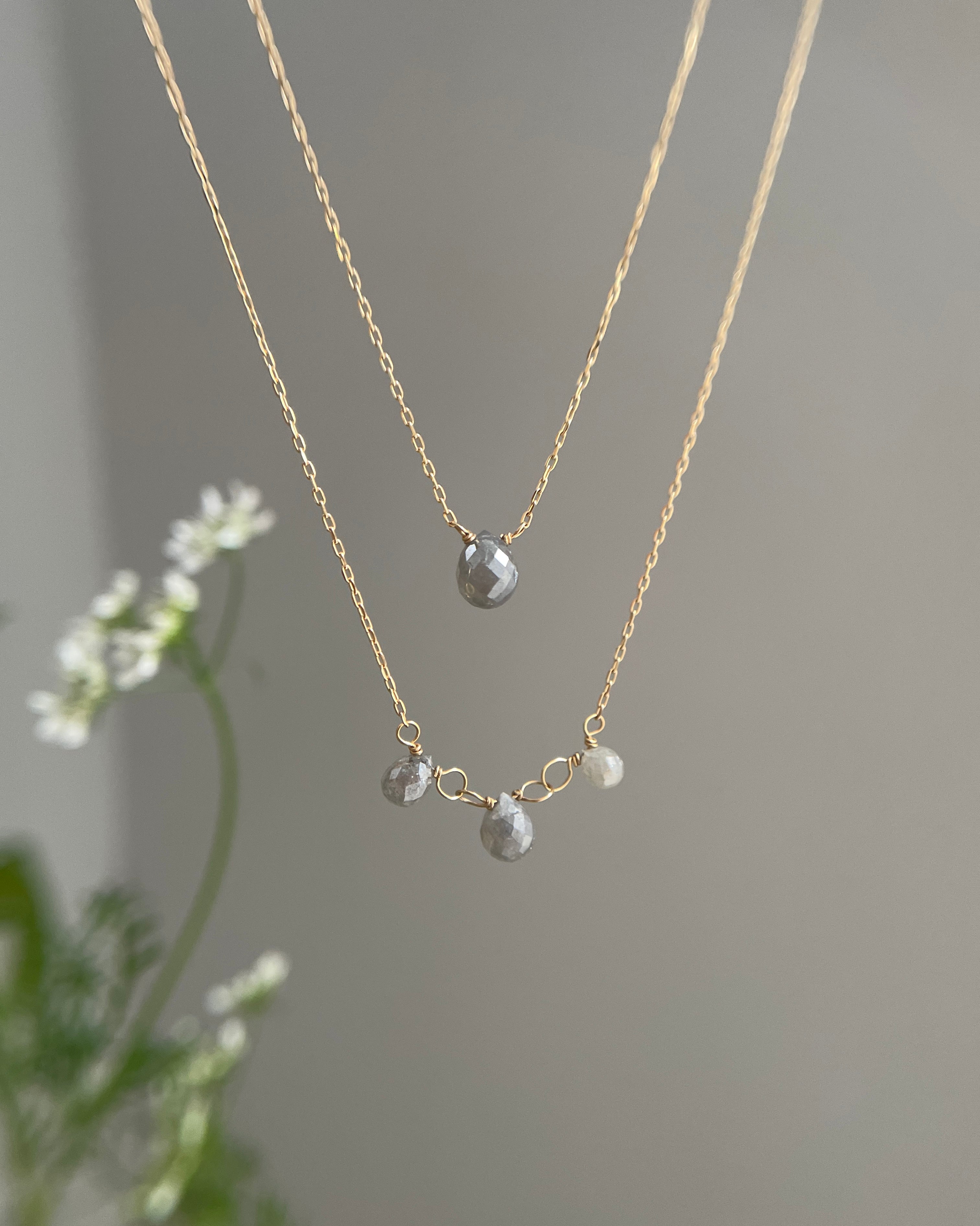 Reddish Briolette Diamond Necklace (18k)