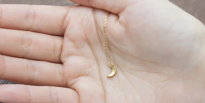 Tiny Golden Crescent Moon Necklace