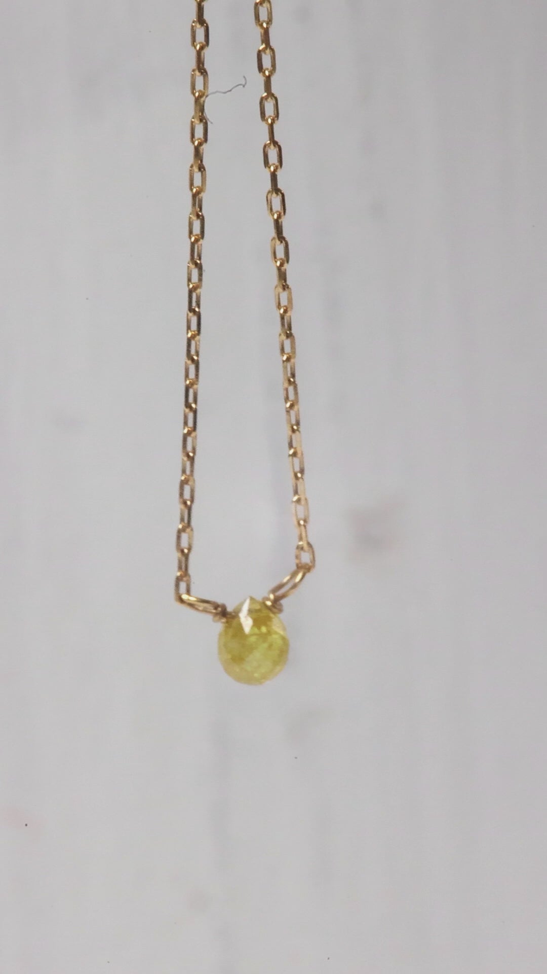 Tiny Bright Yellow Diamond Necklace (18k)