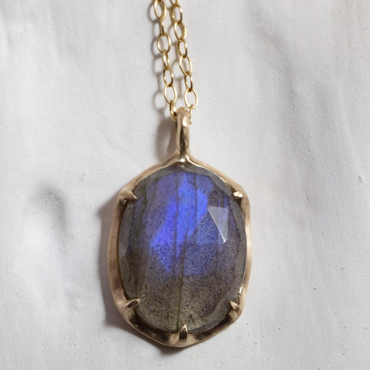 Labradorite Necklace with Gold Framing