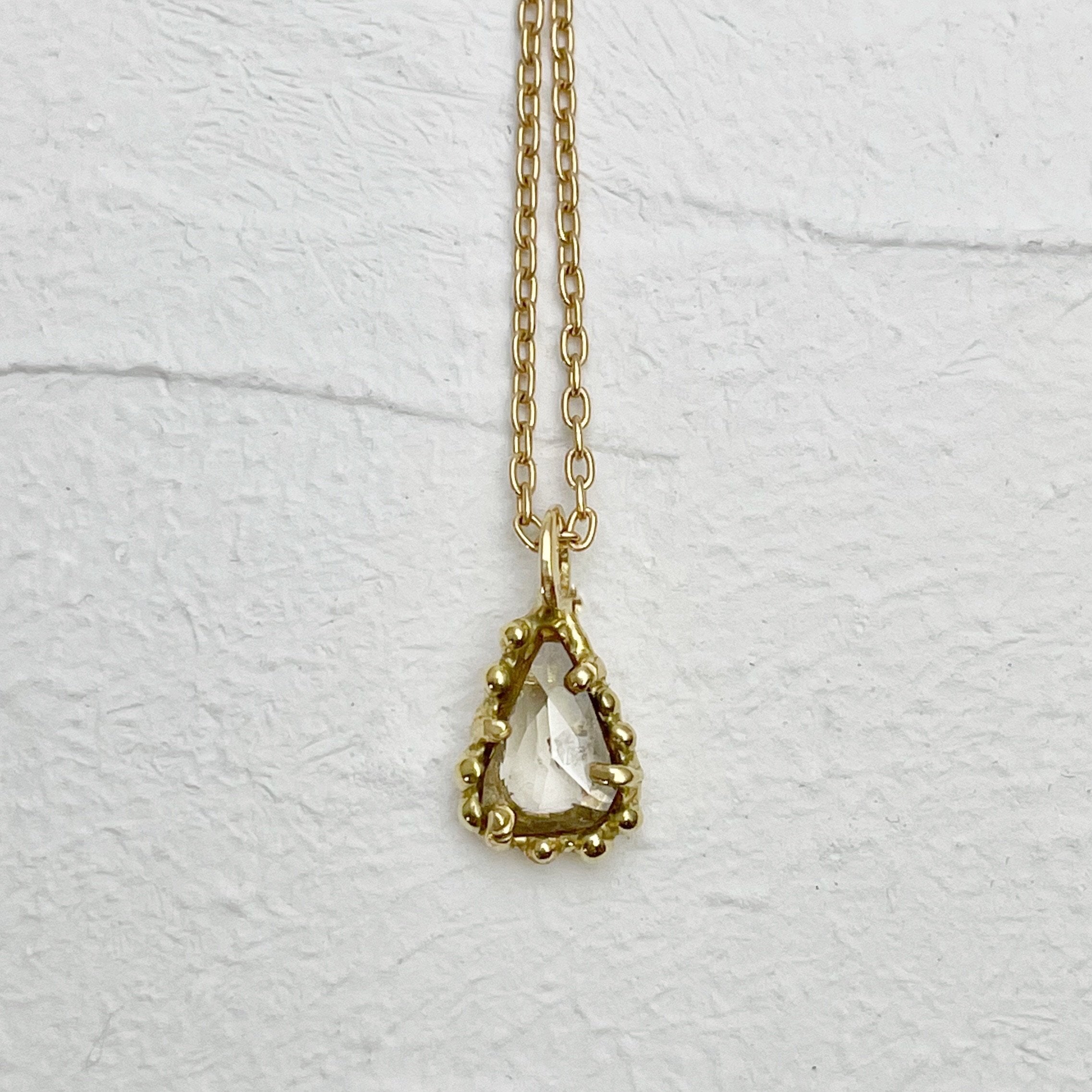 Tint of Brown Triangular Rose Cut Diamond Necklace (18k)