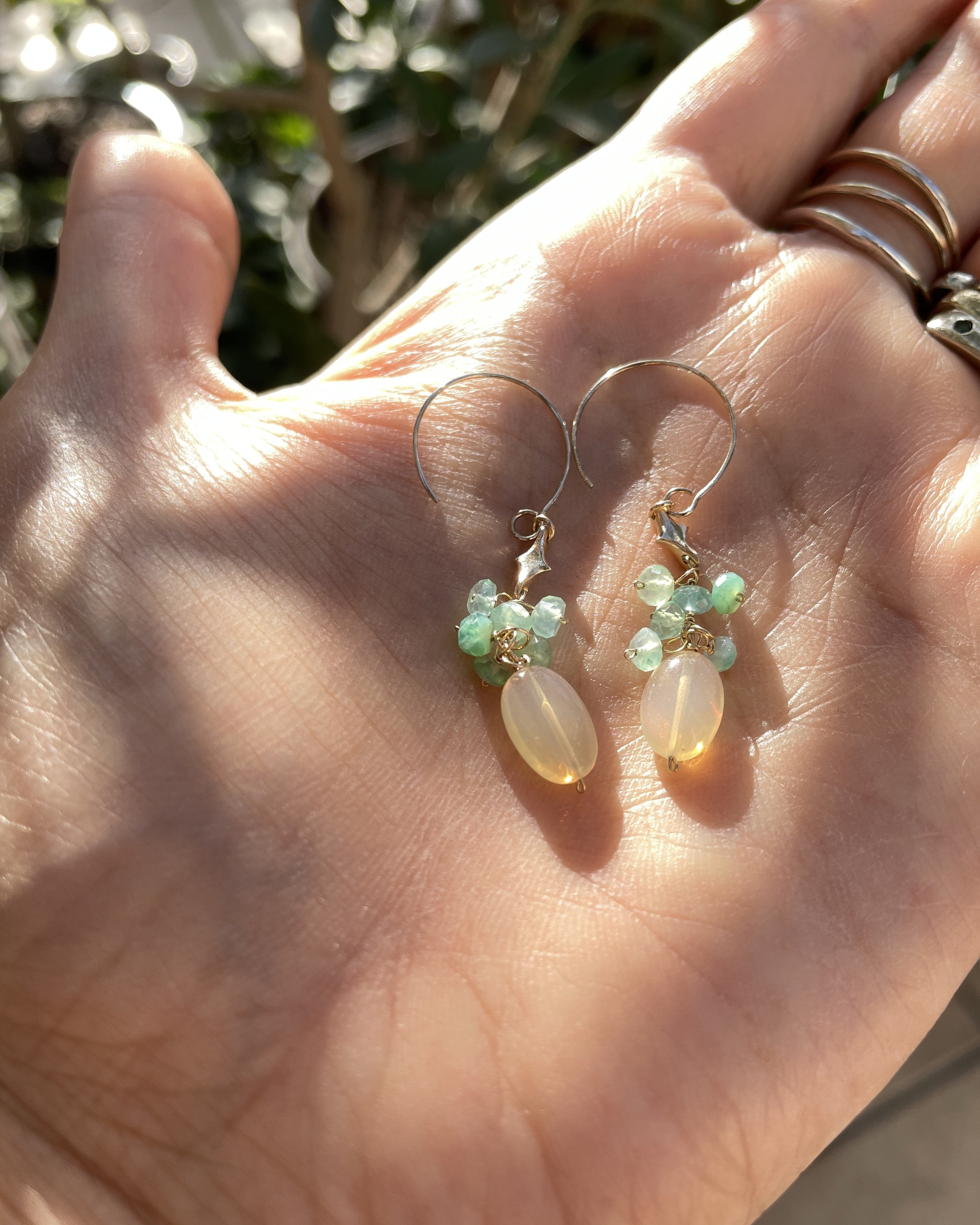 Opal and Gold Star Dust Earrings (10k)