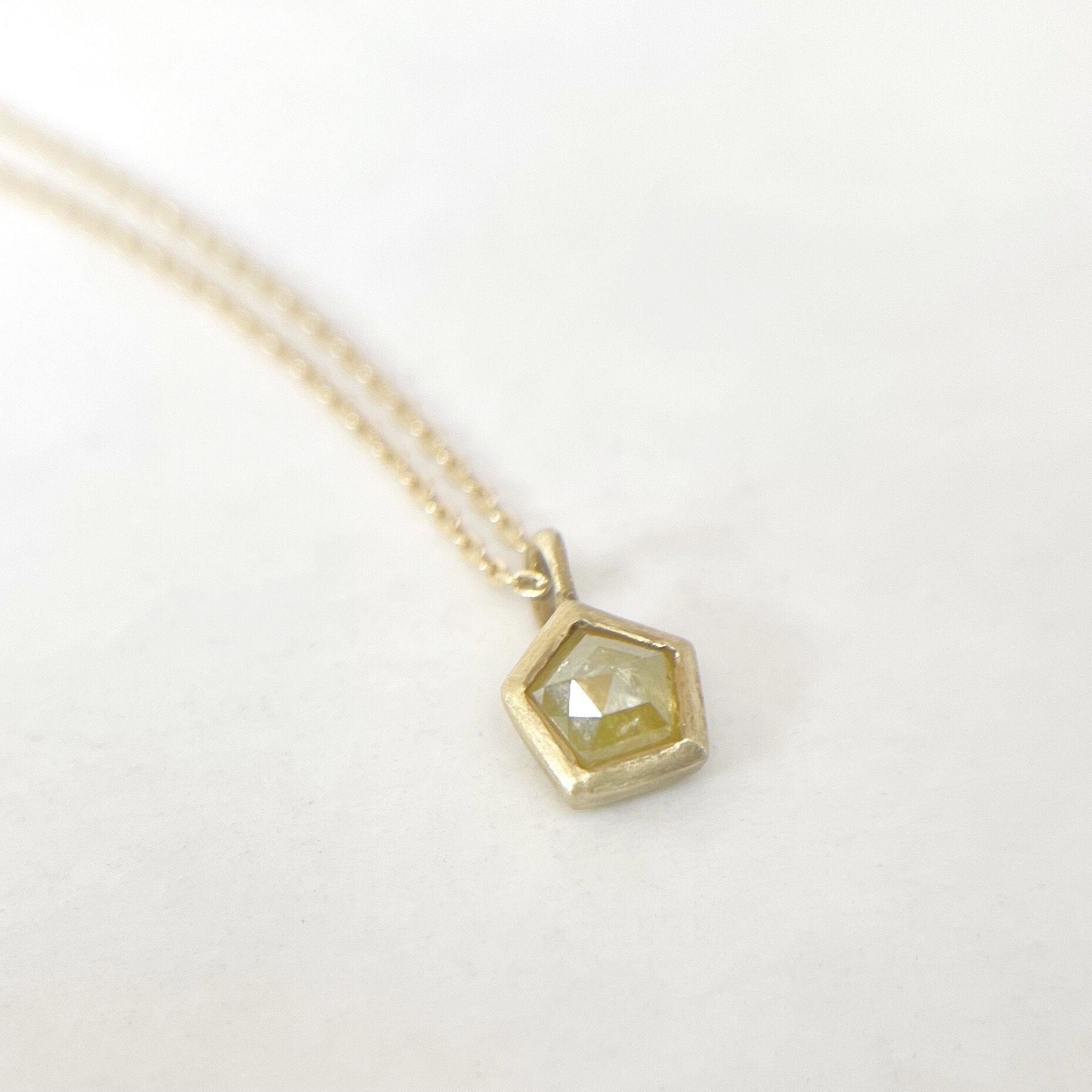 Yellow Star Shaped Rustic Diamond Necklace (18k)