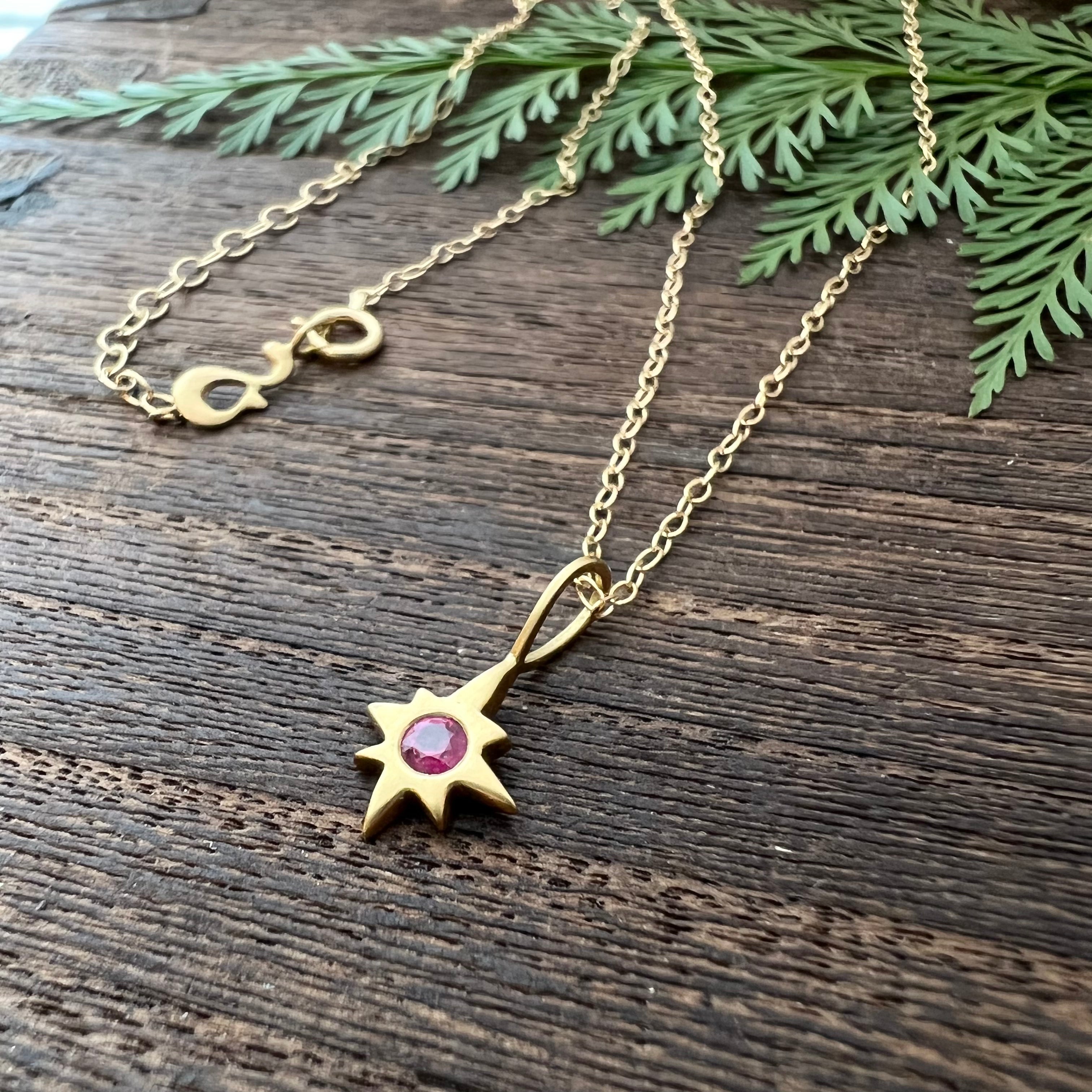 Ruby on a 8 Pointed Star Necklace (18k)